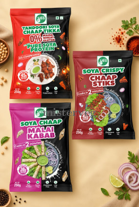 Tandoori Soya Chaap Tikka + Soya Chaap Malai Kabab + Soya Crispy Chaap Stiks