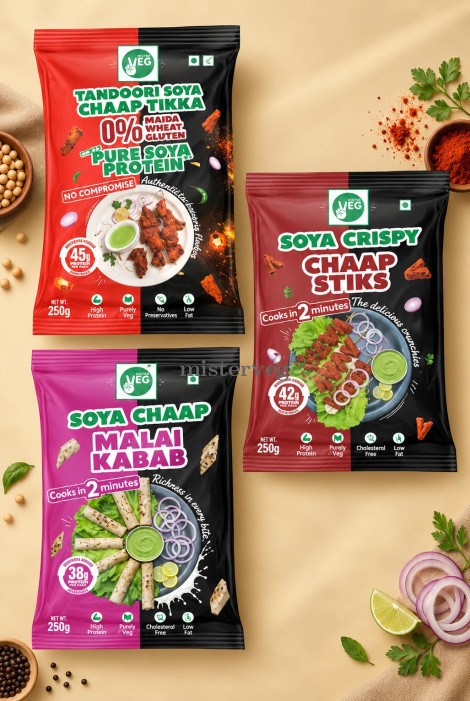 Tandoori Soya Chaap Tikka + Soya Chaap Malai Kabab + Soya Crispy Chaap Stiks